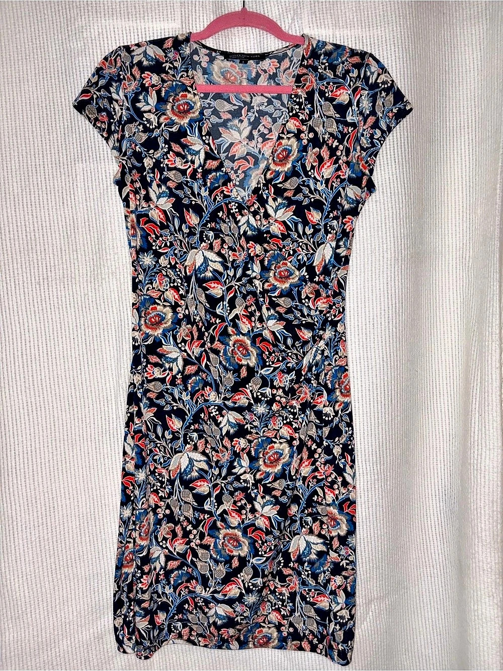 Jones New York Floral Mini Dress in Blue & Red Size Small
